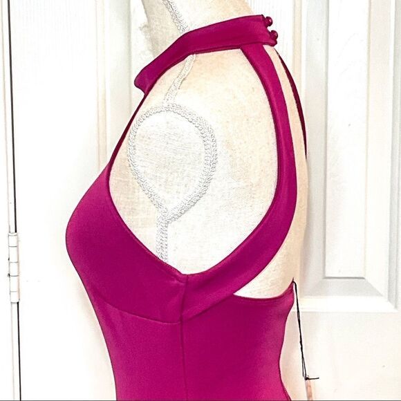 NWT BLVD Collection Women’s Sz Sm Hot Pink Halter Open Back Above Knee Bodycon - Picture 7 of 14
